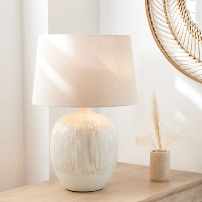 An Image of Greta Textured Ceramic Table Lamp Brown