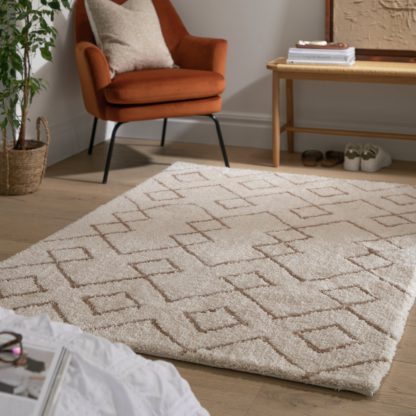 An Image of Habitat Diamond Tufted Rug - Natural - 120x170cm