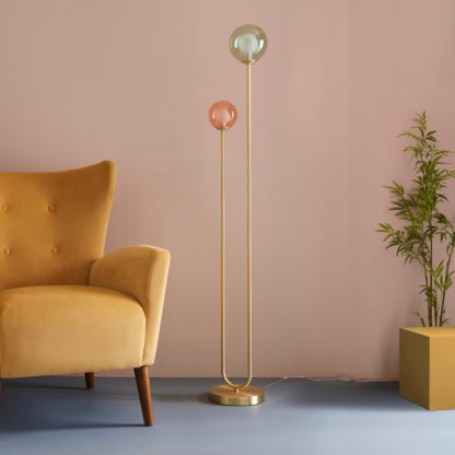 An Image of Eliza 2 Light Glass Floor Lamp MultiColoured