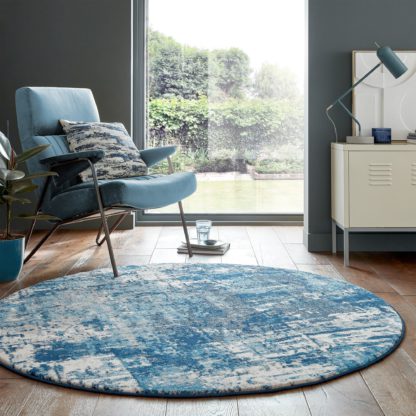 An Image of Wonderlust Round Rug Wonderlust Dark Blue