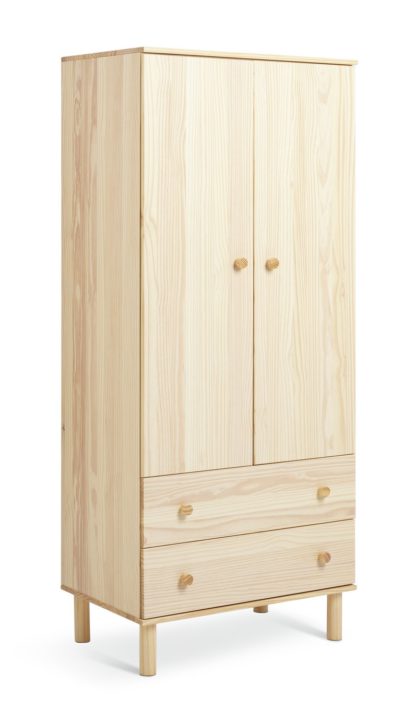 An Image of Habitat Akio 2 Door 2 Drawer Wardrobe - Pine