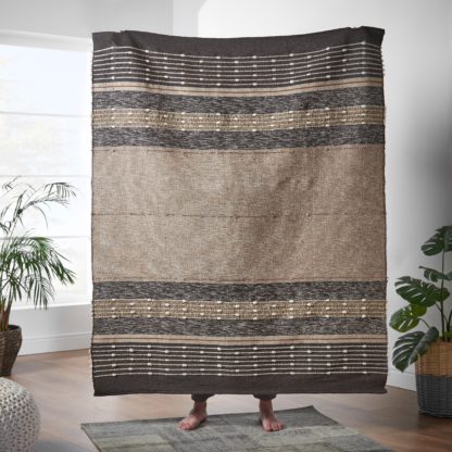 An Image of Luxe Brown Woven Throw Brown