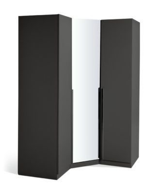 An Image of Habitat Munich Corner 3 Door Mirror Wardrobe - Anthracite