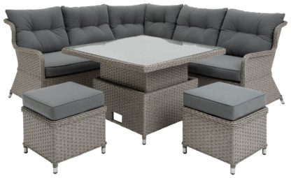 An Image of Habitat Teramo 8 Seater Rattan Effect Garden Corner Sofa Set