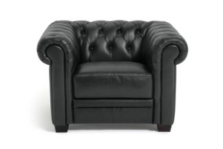 An Image of Habitat Chesterfield Leather Armchair - Black