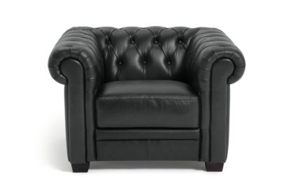 An Image of Habitat Chesterfield Leather Armchair - Black