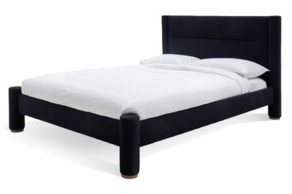 An Image of Habitat Vallero Luxe Double Boucle Bed Frame - Navy