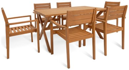 An Image of Habitat Richmond 6 Seater Wooden Patio Set - Light Wood