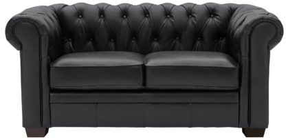 An Image of Habitat Chesterfield Leather 2 Seater Sofa - Black