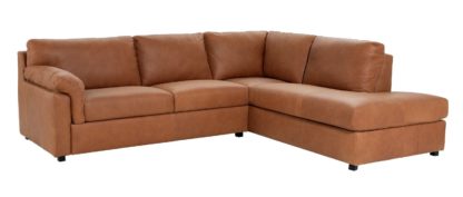 An Image of Habitat Florence Leather Right Hand Corner Chaise Sofa - Tan