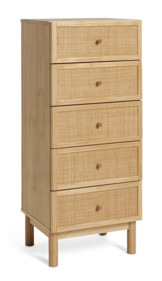 An Image of Habitat Simone 5 Drawer Tallboy - Pine