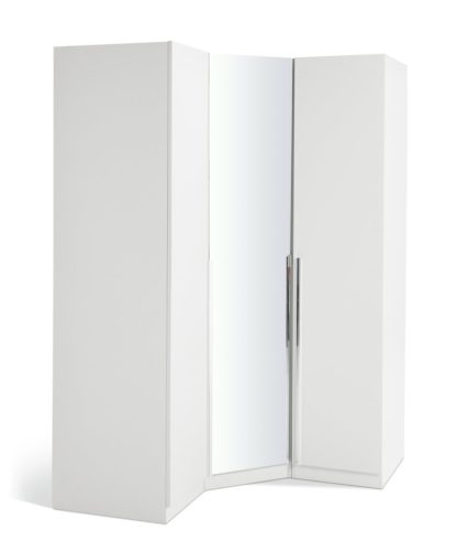 An Image of Habitat Munich Corner 3 Door Mirror Wardrobe - White