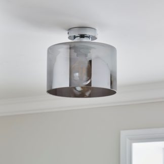 An Image of Erin Flush Ceiling Light Silver