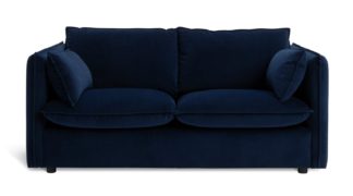 An Image of Habitat Willow Velvet 3 Seater Sofa - Navy