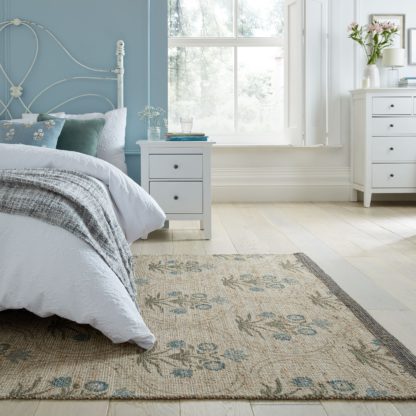 An Image of Gianna Jute Floral Rug Blue