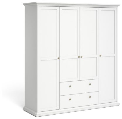 An Image of Tvilum Paris 4 Door 2 Drawer Wardrobe - White