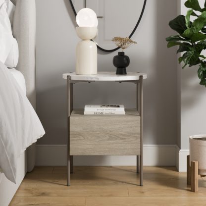 An Image of Elody Bedside Table Ash (Brown)