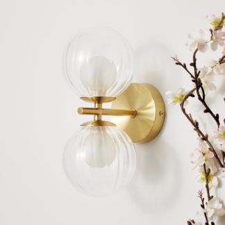 An Image of Leirah Ribbed 2 Light Wall Light Gold