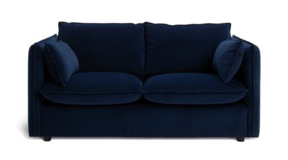 An Image of Habitat Willow Velvet 2 Seater Sofa - Navy