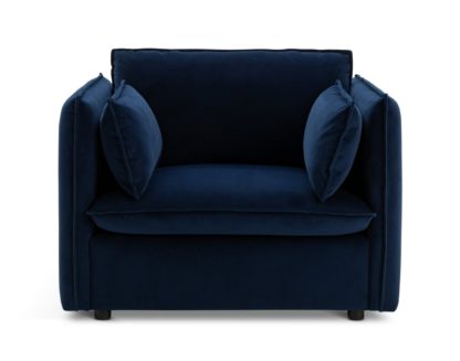 An Image of Habitat Willow Velvet Cuddle Chair - Navy