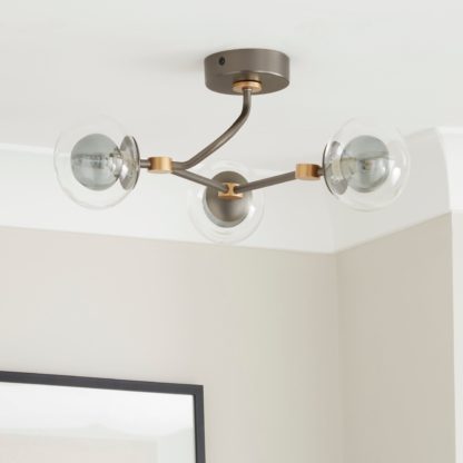 An Image of Molecular Industrial 3 Light Adjustable Flush Ceiling Light Smoke (Grey)