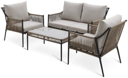 An Image of Habitat Pesaro 4 Seater Rattan Effect Garden Sofa Set