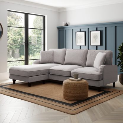 An Image of Beatrice Flatweave Grey Corner Chaise Sofa Flatweave Grey