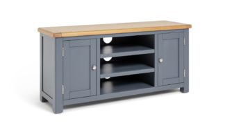 An Image of Habitat Kent 2 Door TV Unit - Grey & Oak