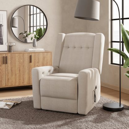 An Image of Kendrick Rise and Recline Chenille Chair Natural Chenille