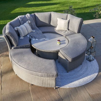 An Image of Bermuda Daybed Garden Dining Set with Ceramic Top Slate (Grey)