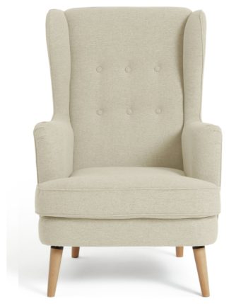 An Image of Habitat Callie Fabric Wingback Chair - Latte