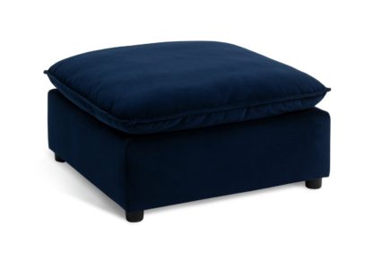 An Image of Habitat Willow Velvet Footstool - Navy