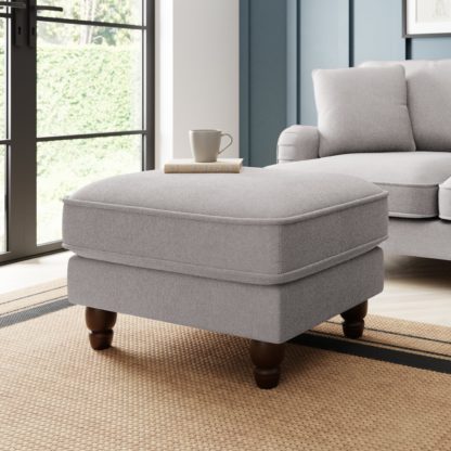 An Image of Beatrice Tonal Textured Weave Footstool Flatweave Grey