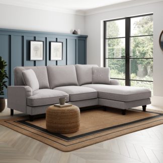 An Image of Beatrice Flatweave Grey Corner Chaise Sofa Flatweave Grey