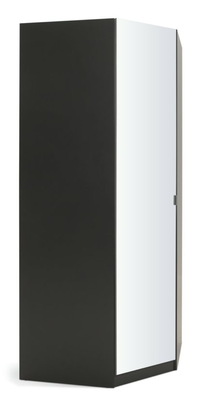 An Image of Habitat Munich Corner 1 Door Mirror Wardrobe - Anthracite