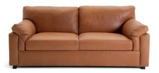 An Image of Habitat Florence Leather 3 Seater Sofa - Tan