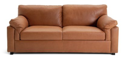 An Image of Habitat Florence Leather 3 Seater Sofa - Tan