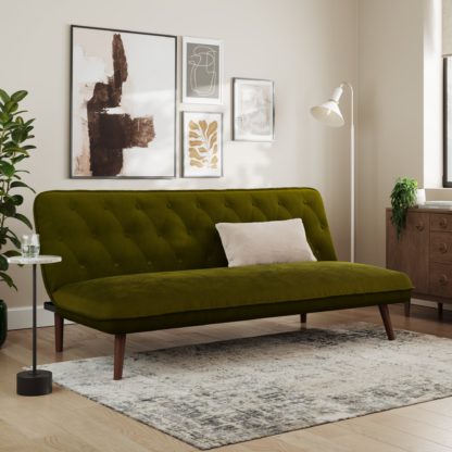 An Image of Rosie Buttoned Velvet Sofa Bed Ginger