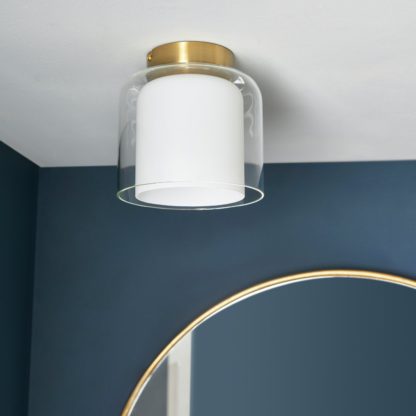 An Image of Shore Light Ava Metal & Glass Flush Ceiling Light - Gold