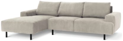 An Image of Habitat Julien Velvet Left Hand Corner Chaise Sofa-Parchment