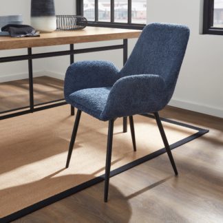 An Image of Axel Boucle Chenille Dining Chair Folkstone Blue