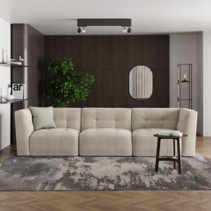 An Image of Modular Squish Natural Tonal Chenille 3 Seater Sofa Tonal Chenille Natural