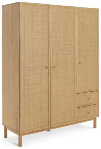 An Image of Habitat Simone 3 Door 2 Drawer Wardrobe - Pine