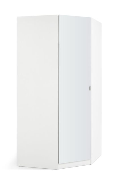 An Image of Habitat Munich Corner 1 Door Mirror Wardrobe - White