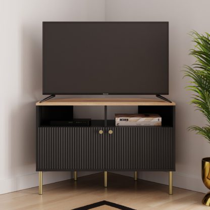 An Image of Georgi Corner TV Unit for TVs up to 60" Black