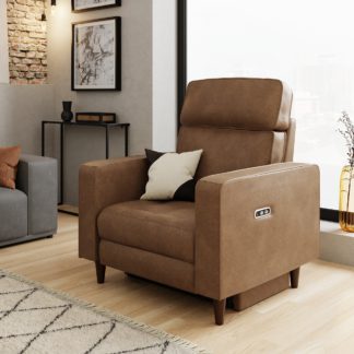 An Image of Zoe Faux Leather Power Recliner Armchair, Mocha Mocha