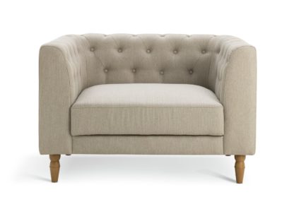 An Image of Habitat Barnwell Fabric Cuddle Chair - Natural