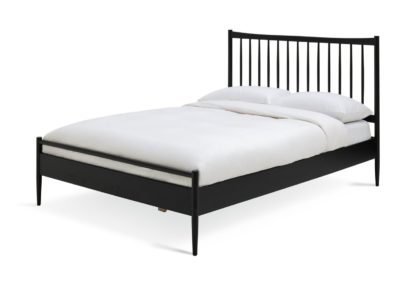 An Image of Habitat Chiltern Spindle Double Wooden Bed Frame - Black