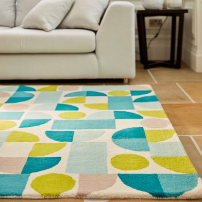 An Image of Bauhaus Abstract Blue Rug Blue