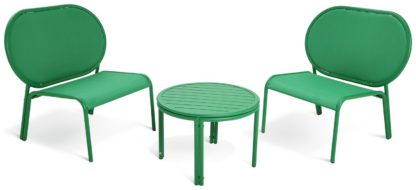 An Image of Habitat May 2 Seater Metal Garden Bistro Set - Green